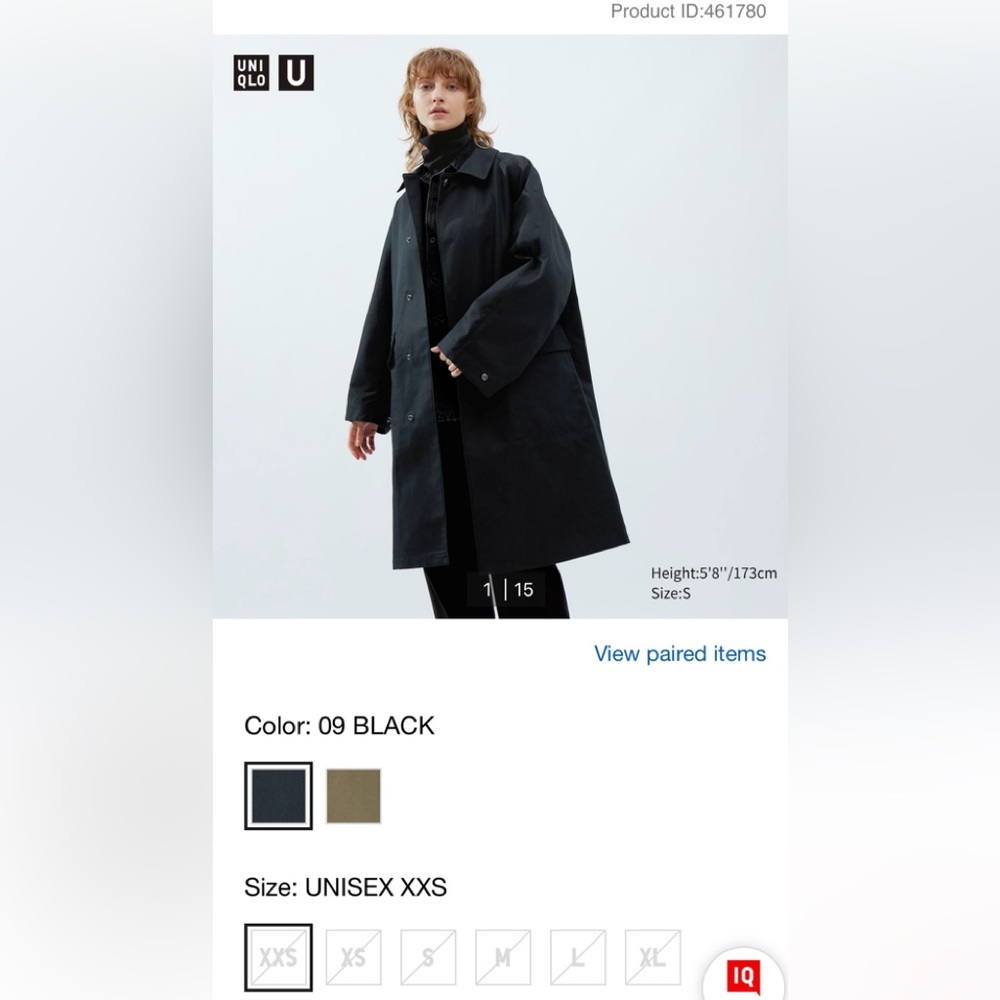 Uniqlo U current Winter season trench/overcoat. Sold out.